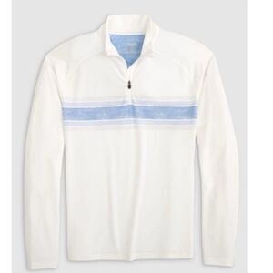 Johnnie-O Men’s Milburn 1/4 Zip Pullover Performance Shirt White Blue Medium